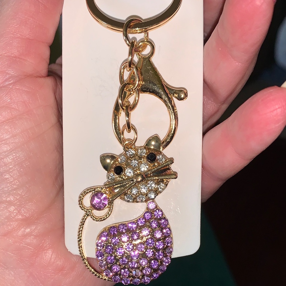 Crystal Cat purse/bag charm Keychain